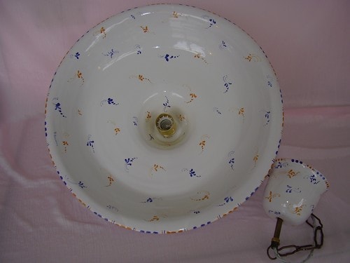 Ceramiche d-Arte di Albisola - Lampadario piatto con fantasia floreale